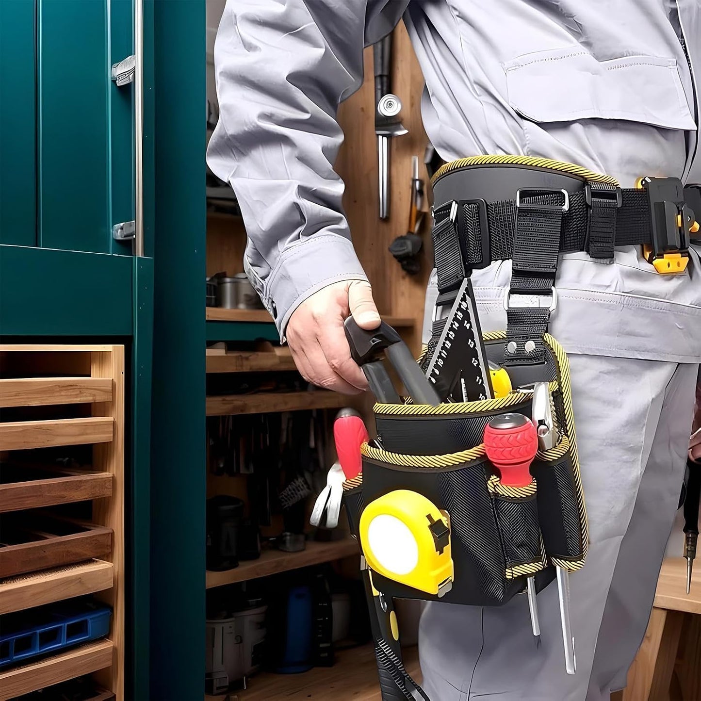  Sac à Outils De Ceinture, Pochette D'électricien, Pochette à Libération Rapide, Organiseur De Plusieurs Poches Avec Design Robuste Et Imperméable Pour électriciens, Menuiserie Ou Travail En Plein Air
