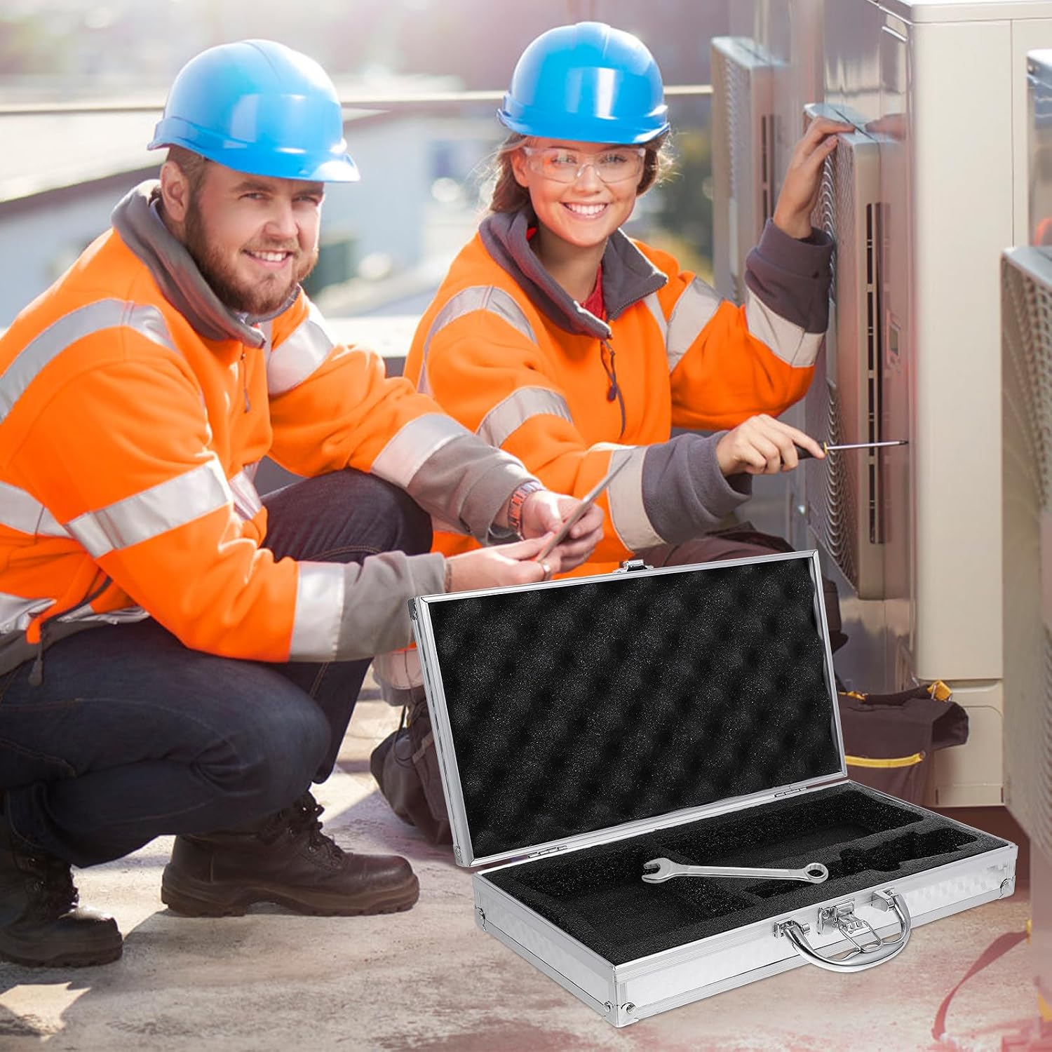  ULTECHNOVO Mallette Portable Légère Et Résistante En Alliage D'aluminium Protection Renforcée, Boîte à Outils Pour Bureau Et Voyage En Extérieur
