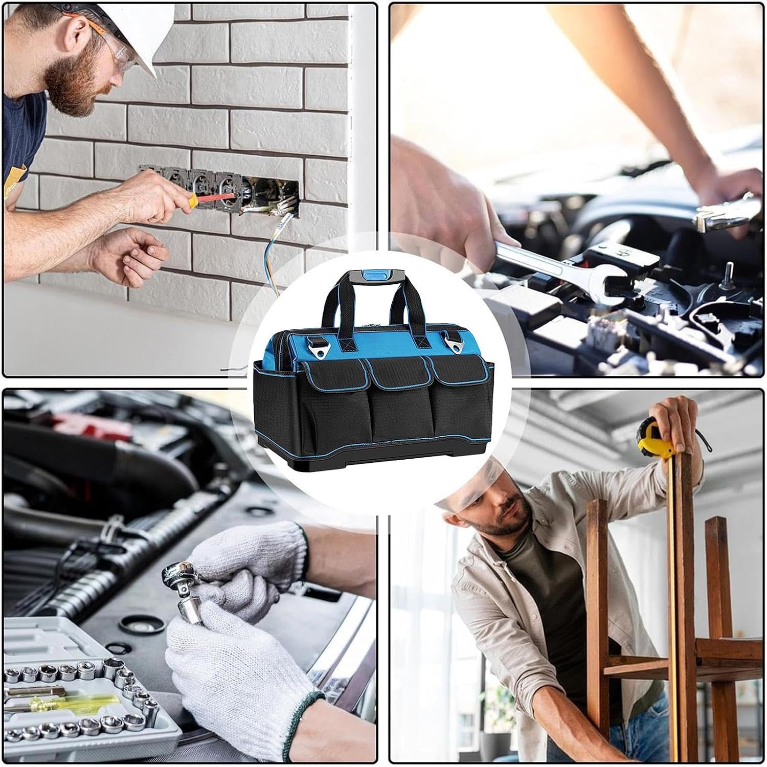 GENERIC Sac à Outils électriques Oxford Robuste Et étanche Multi-poches – Sac à Outils De Mécanicien Portable | Pour Travaux De Construction, Maison, Garage, Atelier, Papa, électricien, Mécanicien