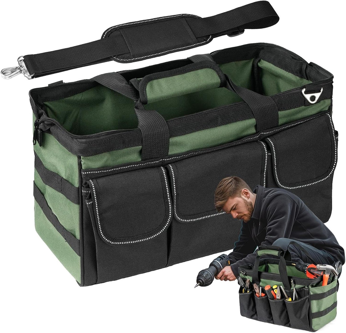 GENERIC Sacs à Outils Pour Homme | Organiseur Portable Robuste Avec Fermeture éclair, Pour Homme, Mécanicien, électricien, Charpentier, Garage, Réparation De Voyage, Tournevis, Clés, Forets