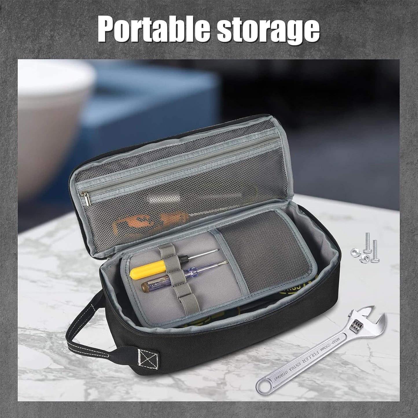  Sac De Rangement Professionnel Pour Outils, Tissu Imperméable 1680D, Plusieurs Compartiments, Sac à Bandoulière, Organisateur D'outils D'électricien Avec Poches