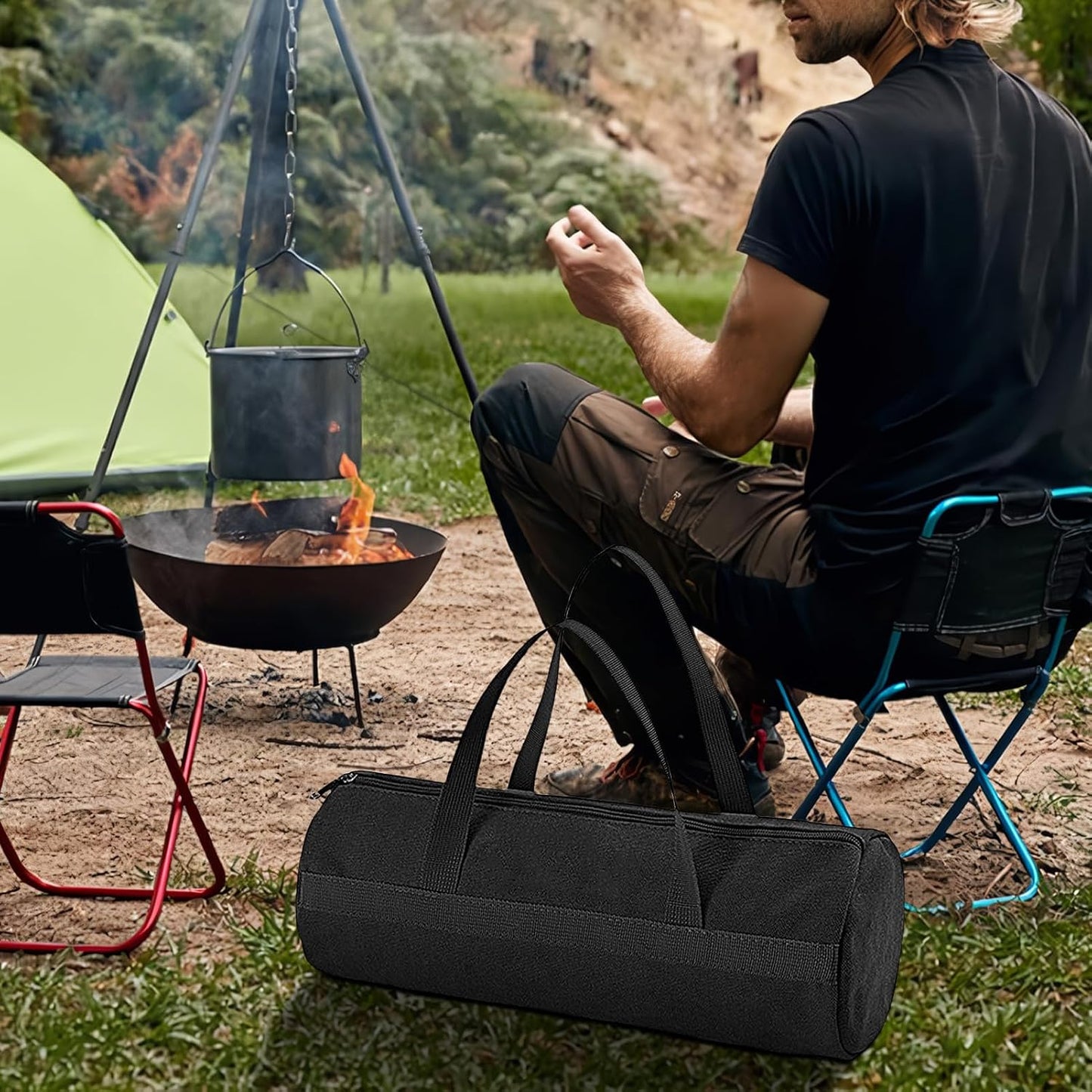  Sac De Rangement Pour Piquets De Tente – 42 X 13 X 13 Cm Sac De Rangement Multifonction Pour Outils D'extérieur | Sac De Rangement En Toile Pour Tentes | Sac De Rangement Pour Outils En Toile Avec