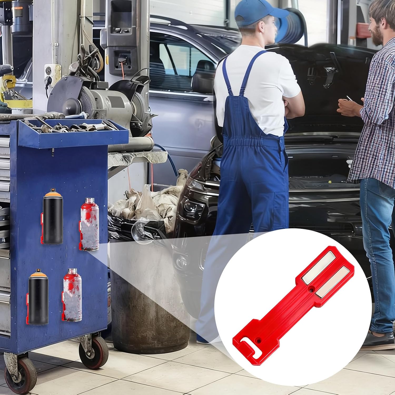  Magnetic Spray Can Holder - Wall Mount Storage For Aerosol Cans | Steel Construction With Strong Magnets, Space Saving Organizer For Garage Workshop Tool Shed Use 1.187 × 4.126 In