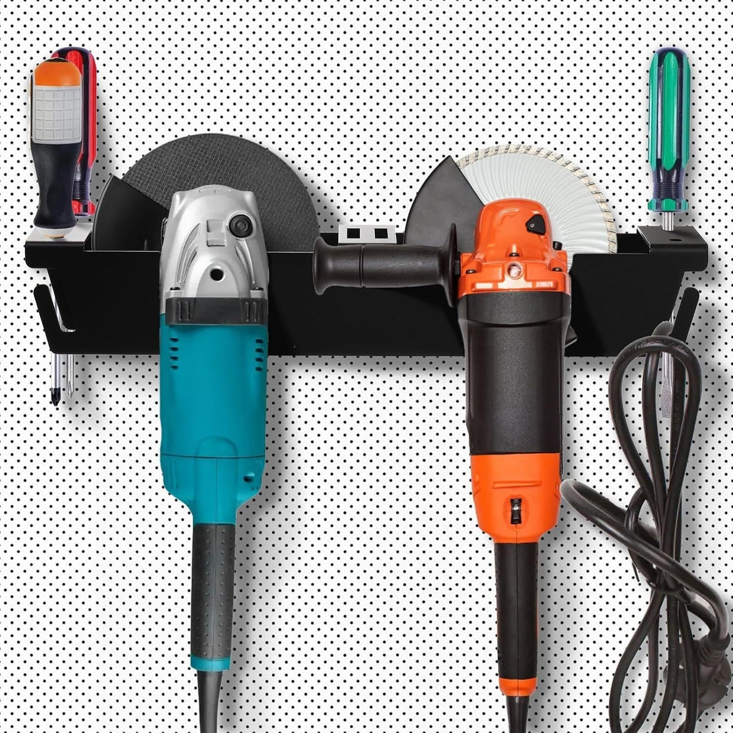 GENERIC Support De Meuleuse D'angle, Support Mural Pour Meuleuse D'angle, Organisateur D'outils électriques De Rénovation Domestique, Organiseur à 2 Fentes Pour Tournevis, Polisseuse, Machine De Découpe