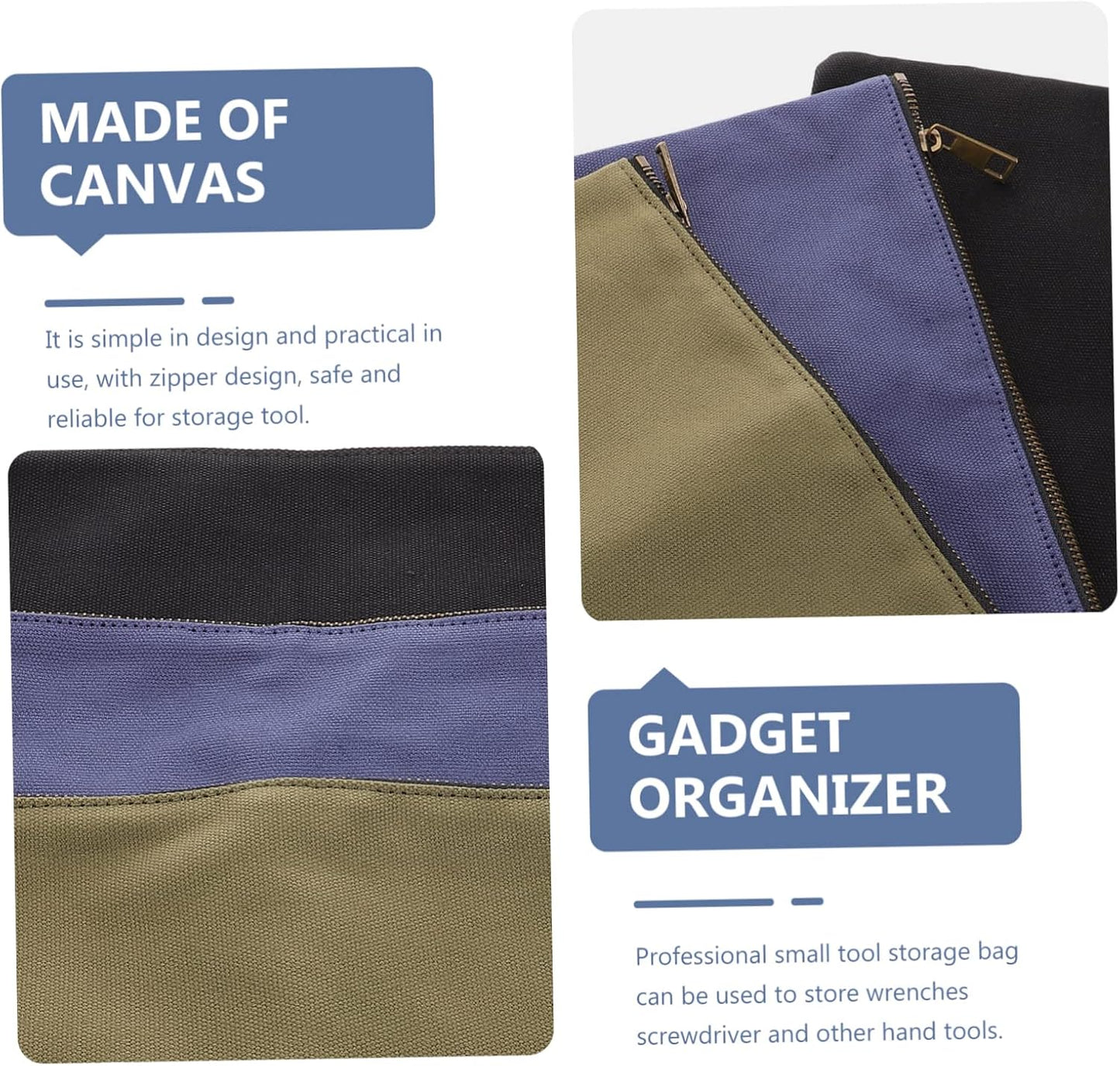  Jojofuny 3 Pcs Pochette De Rangement En Toile à Fermeture Éclair Pour Outils Paquet De Rangement Utilitaires Pour Garage
