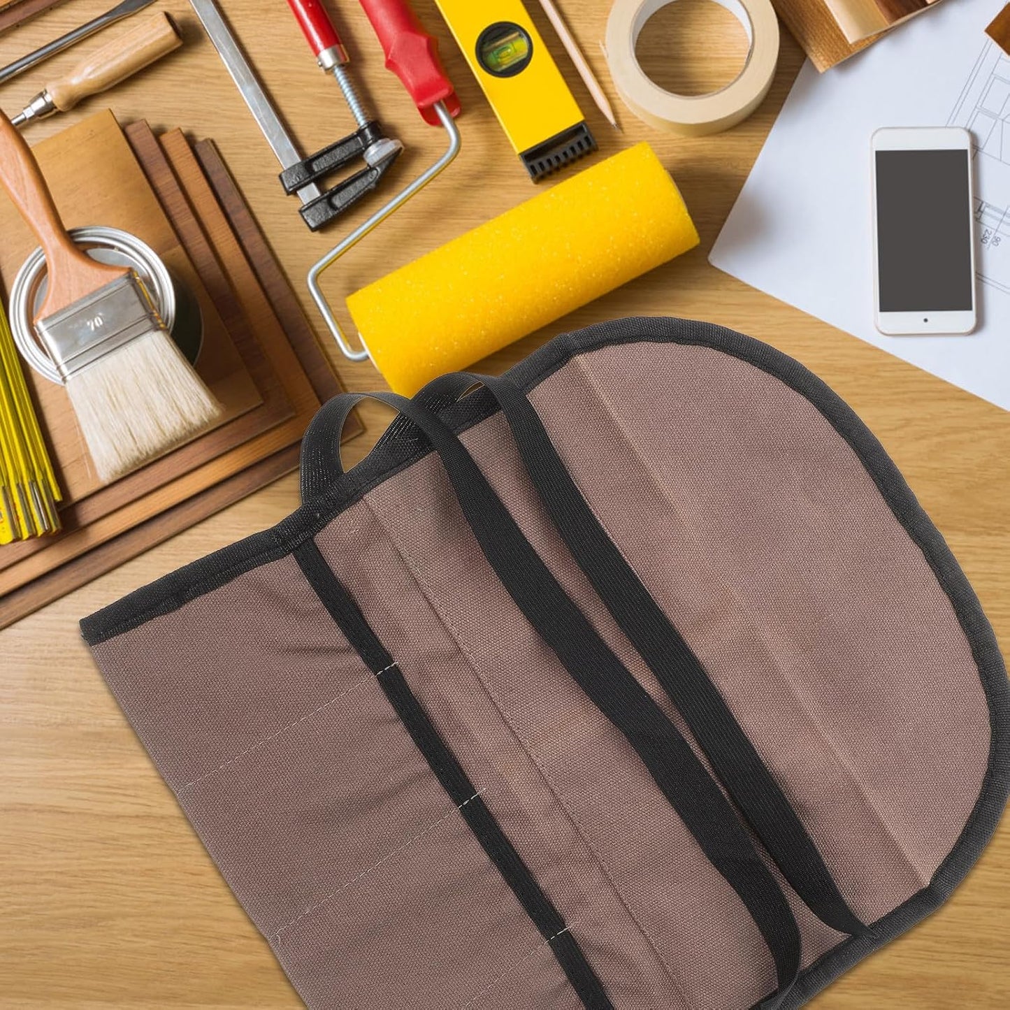  Angoily Pochette à Outils En Toile Résistante 2pcs, Facile à Nettoyer, Pour Bricolage Et Rangement, Paquet Enroulable Multifonction Pour Artisans Et Amateurs