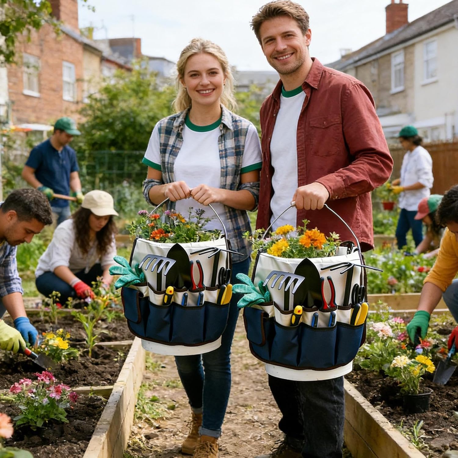 GENERIC Sac à Outils De Jardin - Organisateur Oxford De 32 Pouces Avec Capacité | Sac Robuste Avec Base épaissie, Sac De Rangement Pour Outils De Jardin Pour Femmes, Papa Bricoleur, Accessoires De Menuiserie