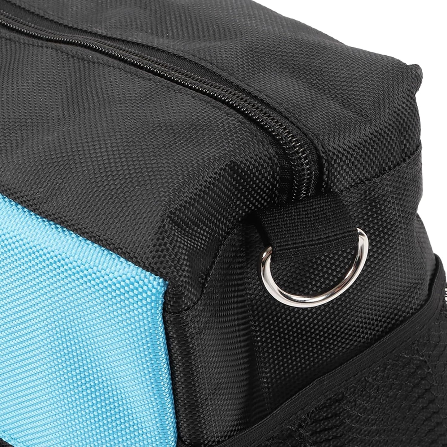  Sac à Outils Robuste En Tissu Oxford à Large Bouche, Sac à Outils Pour électricien Avec Poches, Organisateur De Rangement, Noir Bleu (16 Pouces)