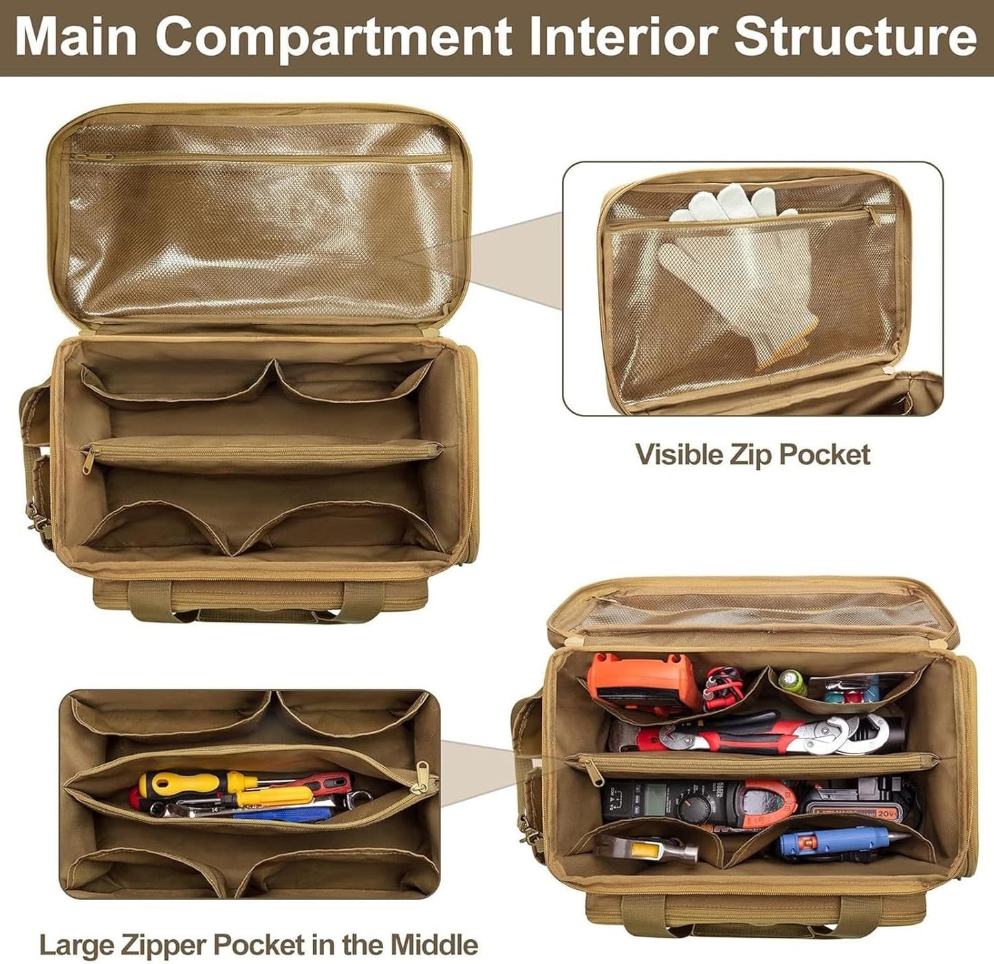  Sac à Main De Rangement Multifonction Portable Pour Charpentiers, électriciens, Coutures Renforcées, Sac De Transport Avec Poignée, Sac De Transport Pour Outils De Couture Renforcés
