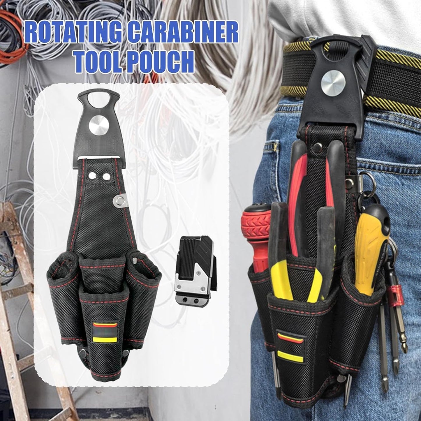  Sac à Outils D'Électricien - Grand Organiseur De Rangement Multifonction,Porte-outils à Ceinture - Pour Artisan, Mécanicien, Plombier, Couvreur, Menuisier, Bricoleur