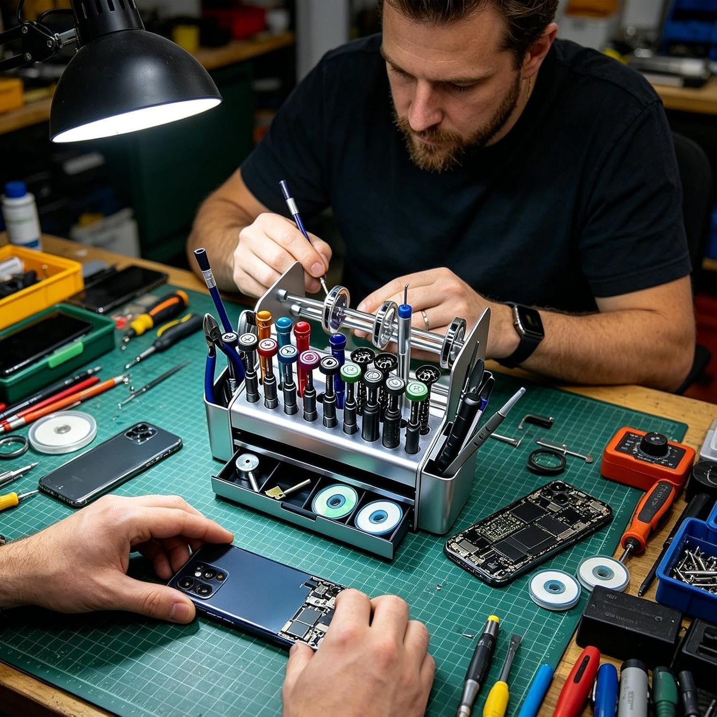 GENERIC Organise-r De Petites Pièces Avec Fentes De Trous – Boîte à Outils De Réparation Pour Outils D'ouverture De Téléphone, Vis | Étui De Rangement En Polypropylène De 500 G Pour Atelier, Bureau, Station