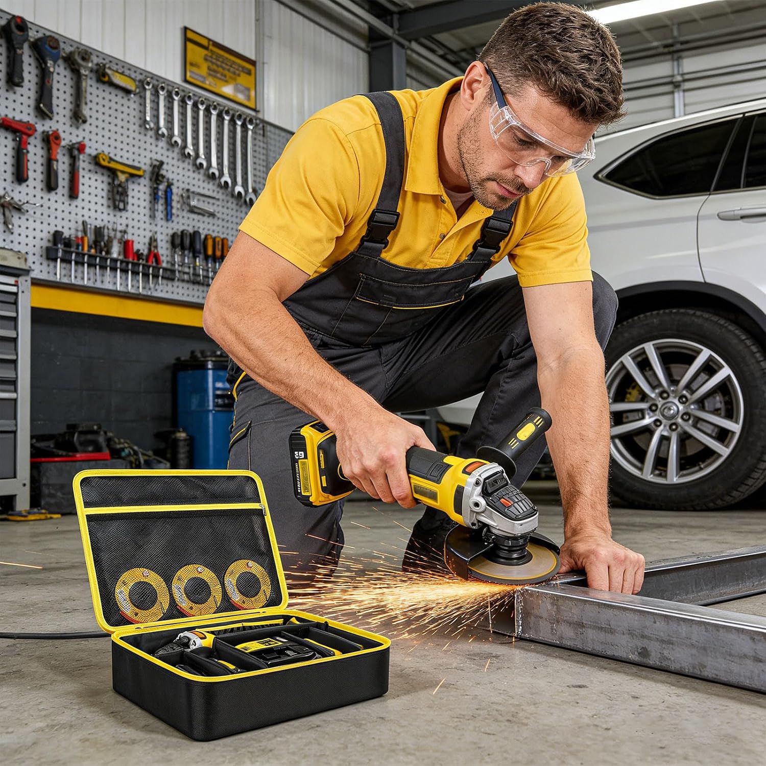  Solution De Rangement Portable Pour Disques Abrasifs Et Pièces D'outils électriques, Cadeaux, Compartiments Renforcés Et Zippés, Moulins Mobiles, Sac De Transport