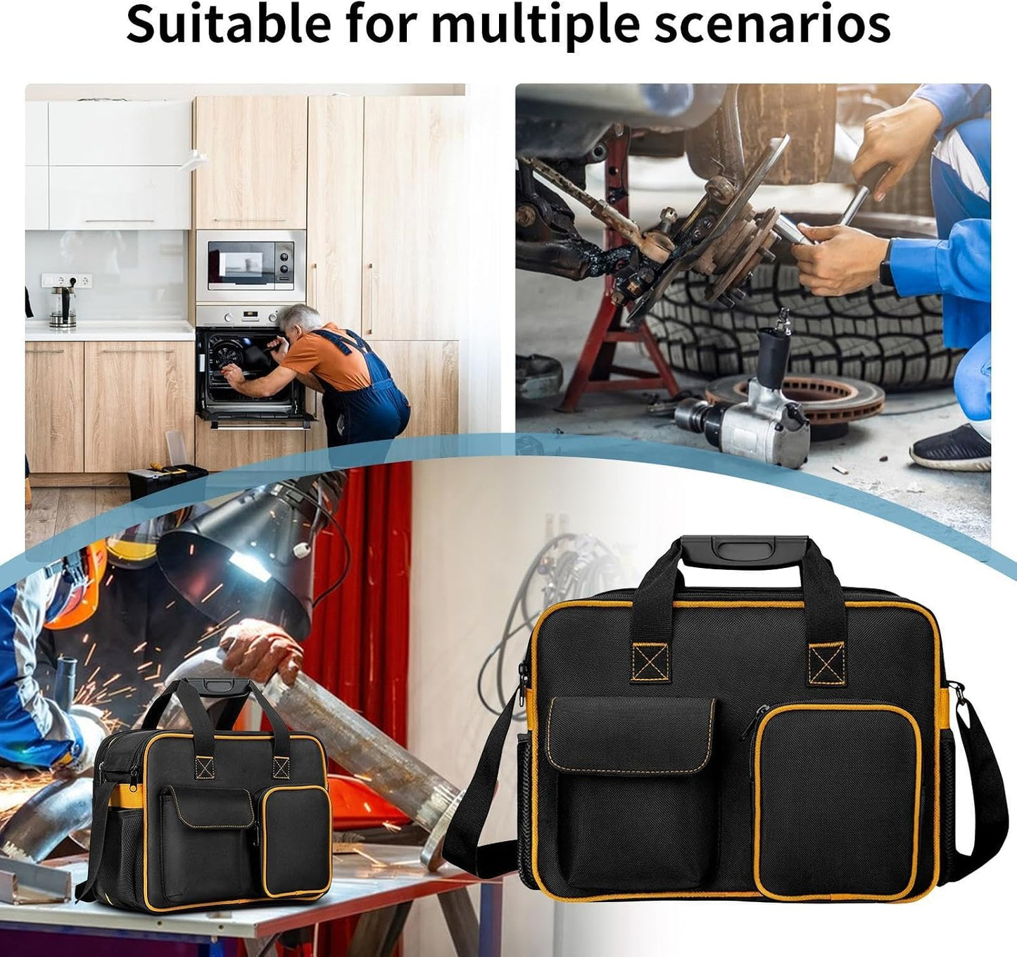  Sac à Outils Pour Technicien De Grande Capacité, Sac à Outils Pour électricien,Sac à Outils En Toile Fourre-tout Robuste De Grande Capacité | Organisateur D'outils Portable Avec Bandoulière Pour