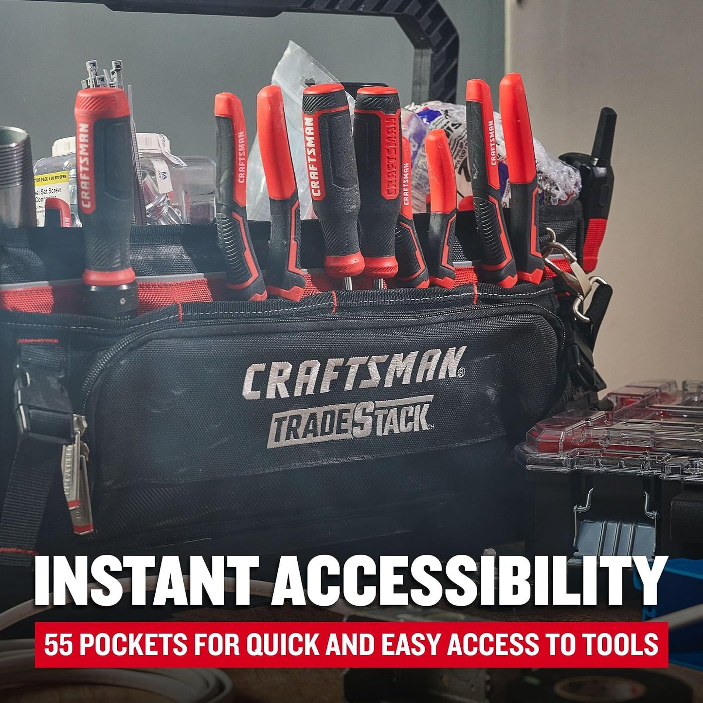  CRAFTSMAN TRADESTACK CMST21450 Sac à Outils En Polyester Durable, Noir Et Rouge, 57,1 Cm