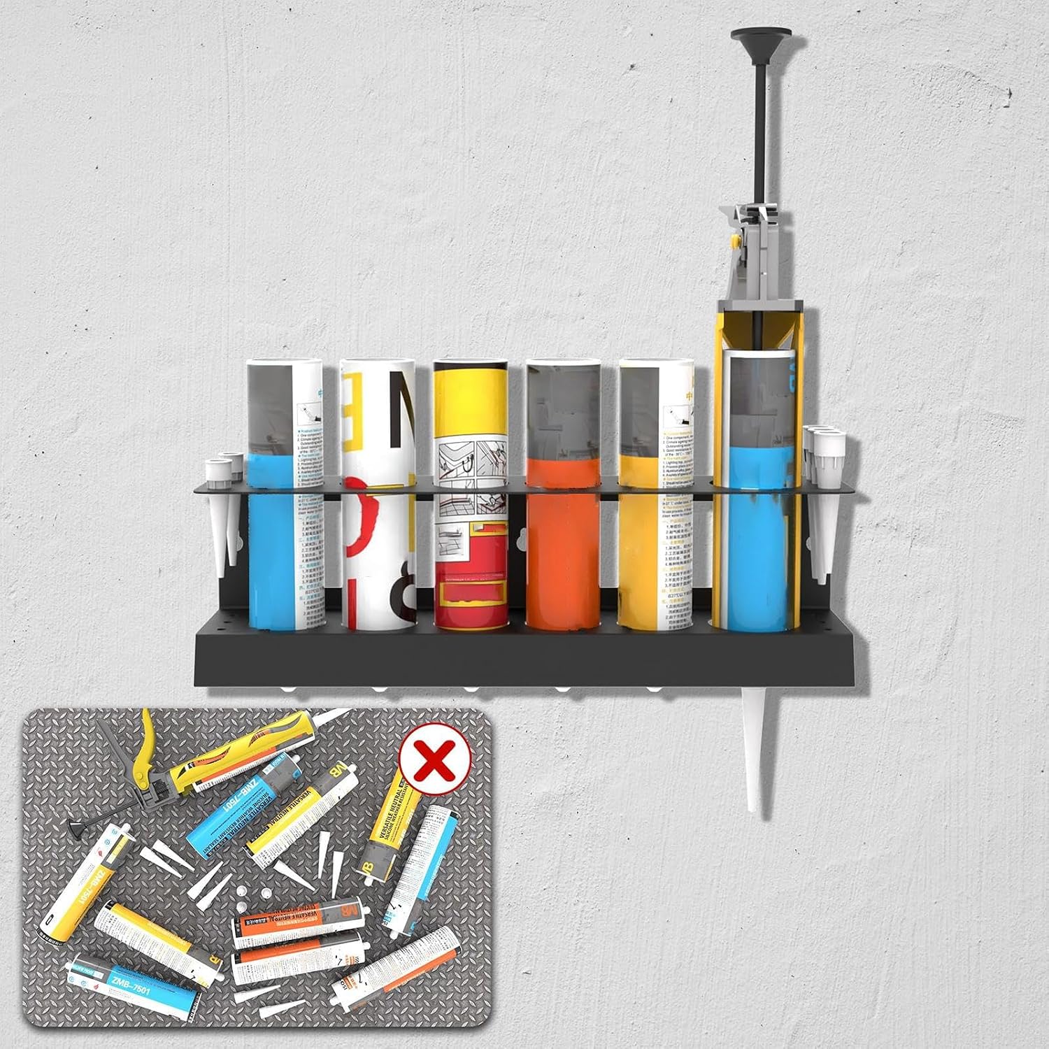  Support Pour Cartouche De Mastic | Rangement Pour Bouteilles Spray,Organisateur Mural Pour Bombes Aérosols Et Produits D'Étanchéité Pour Garage Et Détailing Auto