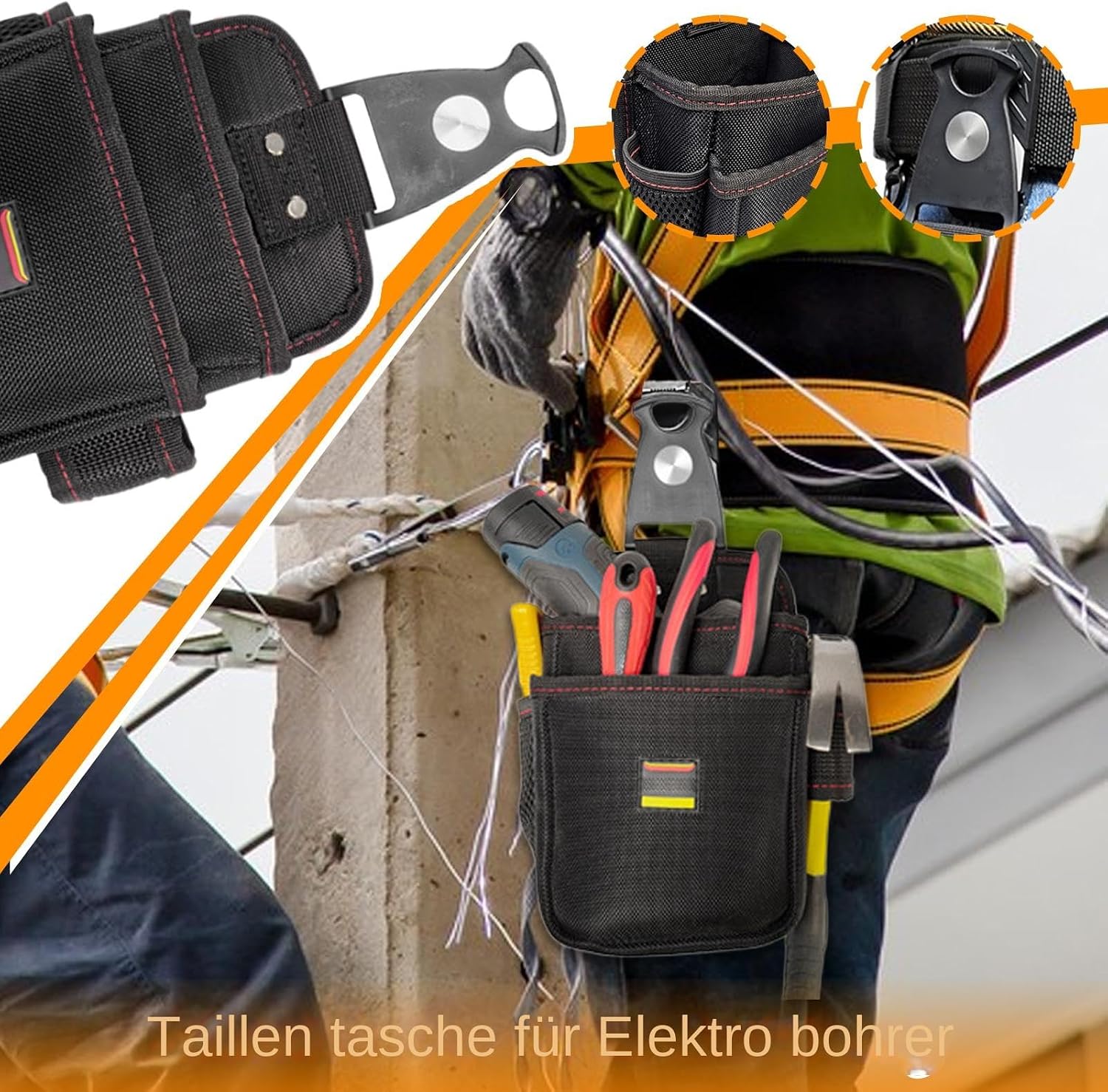  Sac à Outils électriques, Sac De Taille De Maintenance, Design De Rangement D'outils, Sac à Dos De Forage Imperméable, Organisateur Utilitaire Pour L'encadrement, La Peinture, Le Soudage, La