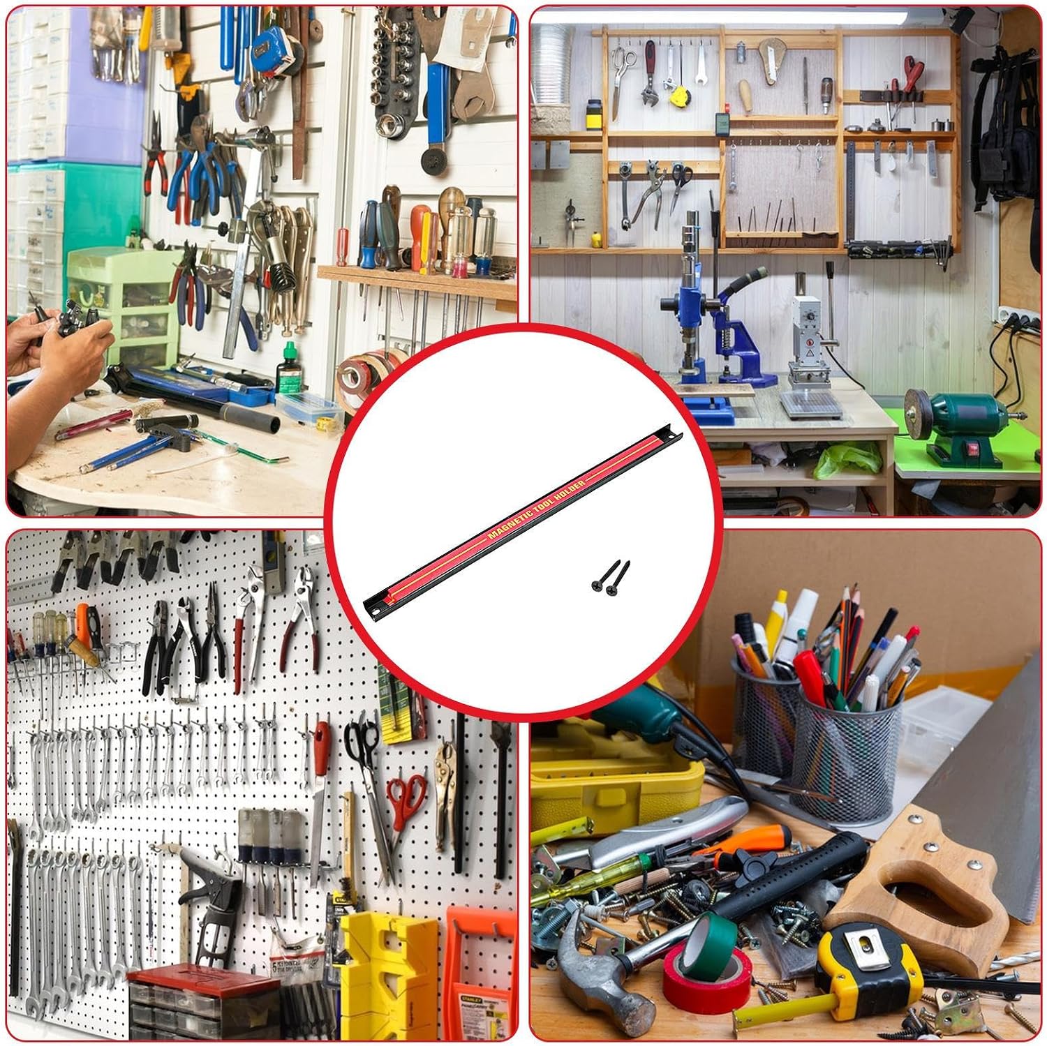  Bande Magnétique Pour Outils, Support De Grande Capacité Pour Outils | Barre à Outils En Métal Pour Atelier, Maison, Organisateur Peu Encombrant Pour Outils De Réparation De Voiture