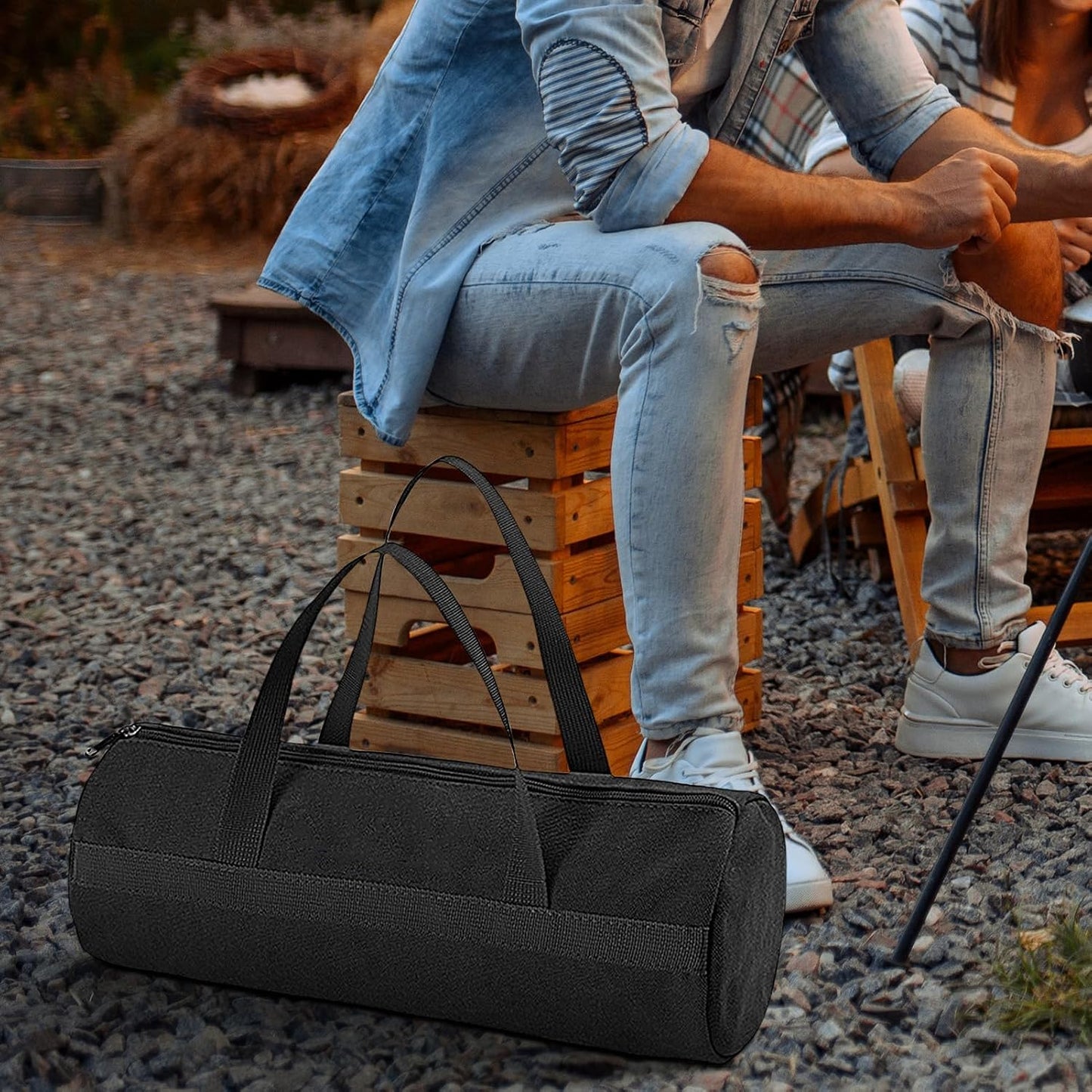  Sac De Rangement Pour Piquets De Tente – 42 X 13 X 13 Cm Sac De Rangement Multifonction Pour Outils D'extérieur | Sac De Rangement En Toile Pour Tentes | Sac De Rangement Pour Outils En Toile Avec
