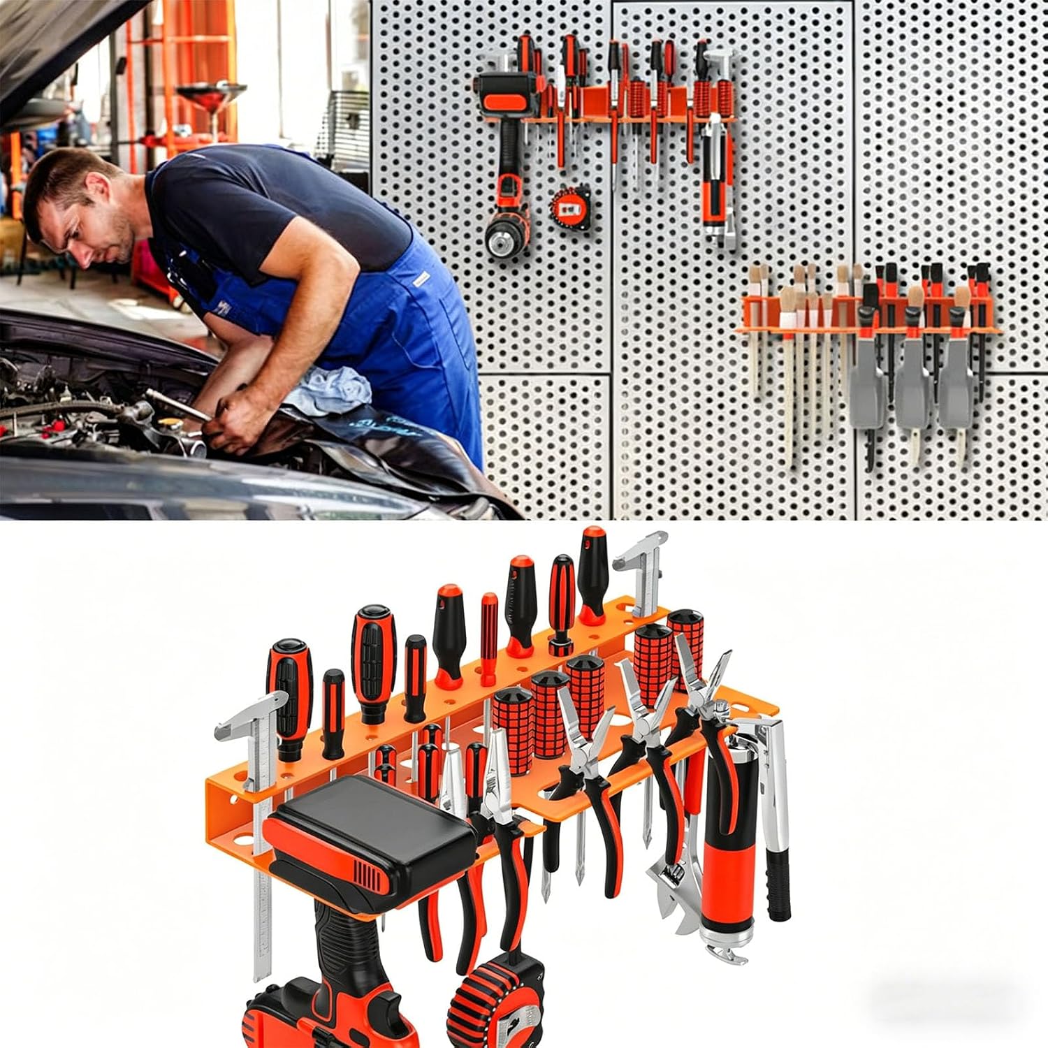  Porte-outils En Acier Solide Avec Séparateurs Réglables Pour Un Espace De Travail Efficace, Boîte De Rangement Antidérapante Pour Outils