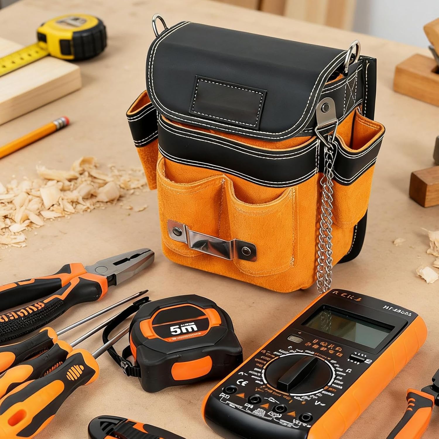  Pochette Porte-Outil, Banane Imperméable à Poches Multiples, Avec Bretelle Poches Multiples Pochette À Outils De Hanche Détachable, Pour Les Travaux De Construction, D'Électricité, De Maintenance, De