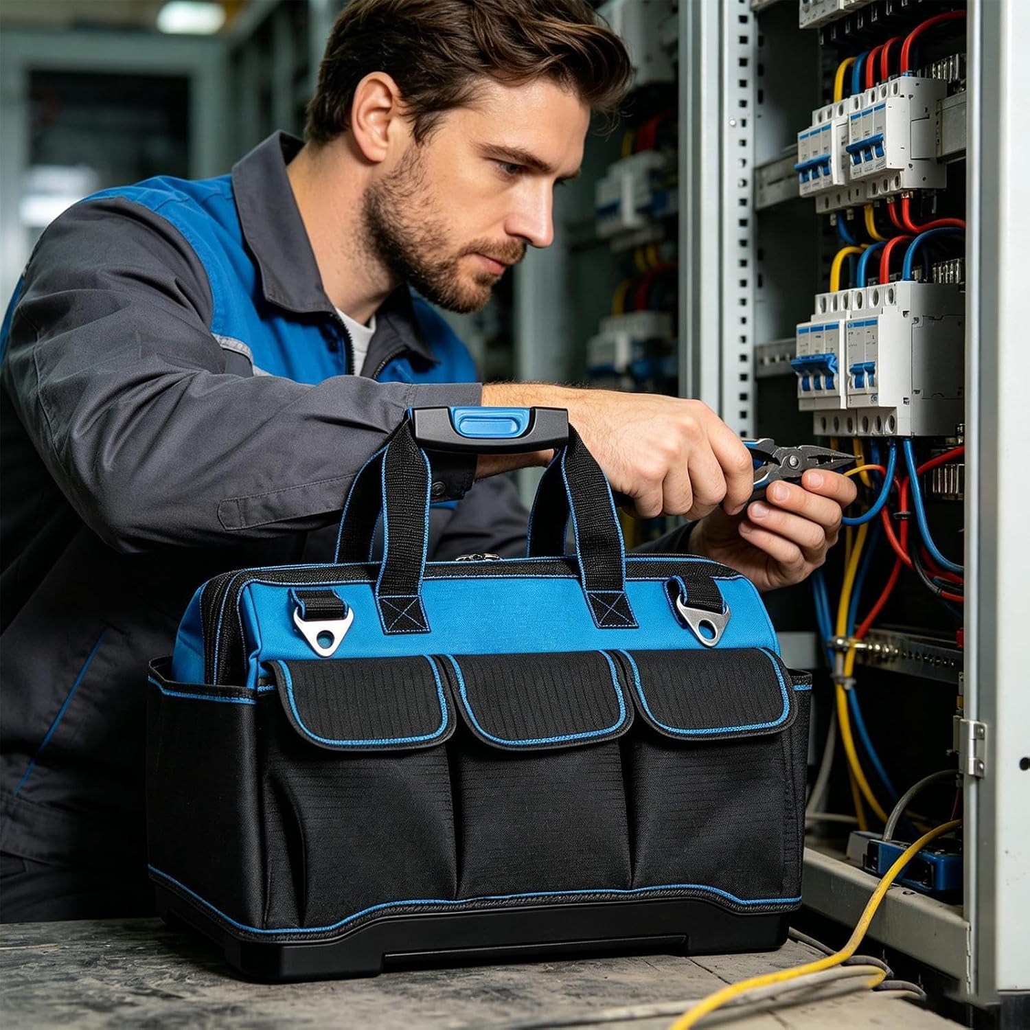 GENERIC Sac à Outils Pour Homme – Poignée Ergonomique Multi-poches Avec Rigide – Pour Travaux De Construction, Maison, Garage, Atelier, Papa, électricien, Mécanicien, Charpentier