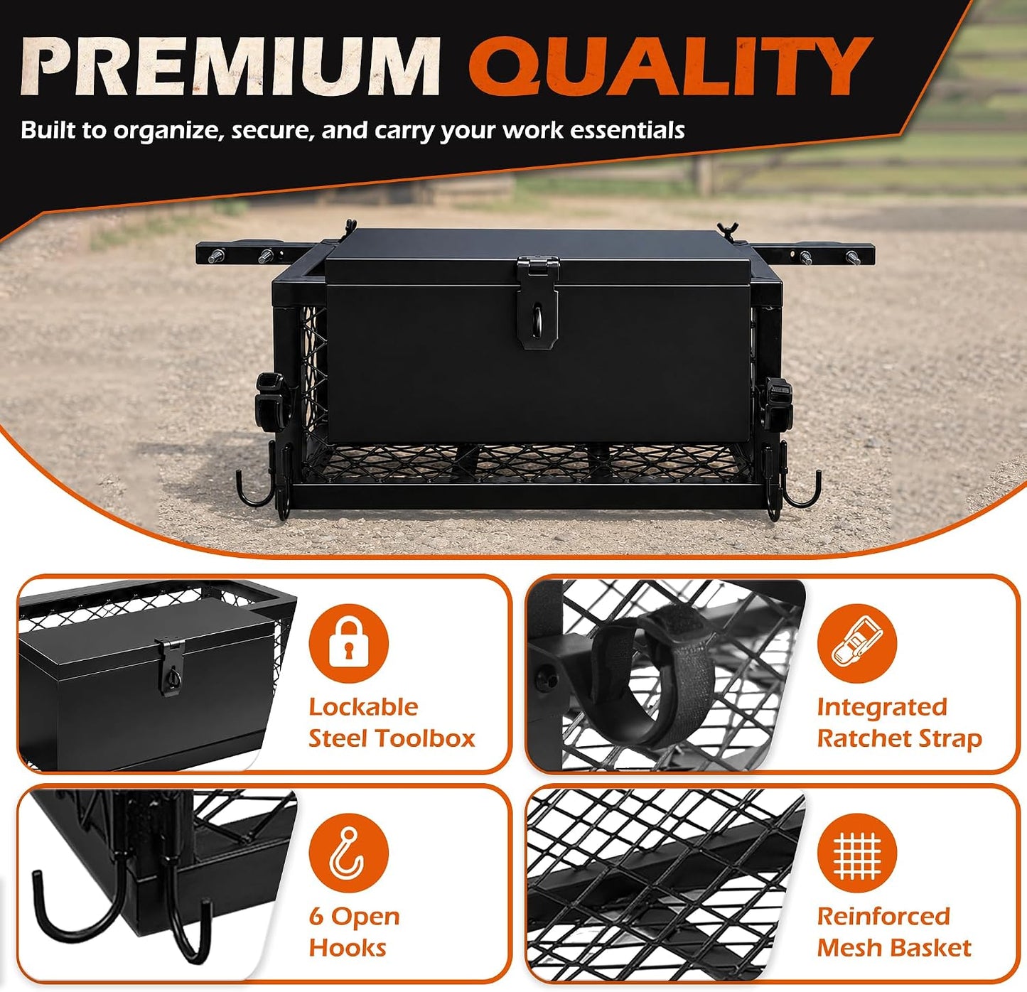  Montex Boîte à Outils Robuste Pour Tracteur, 61 X 26,7 X 26,7 Cm, Convient à La Plupart Des Tracteurs, Accessoires De Tracteur Multifonctions