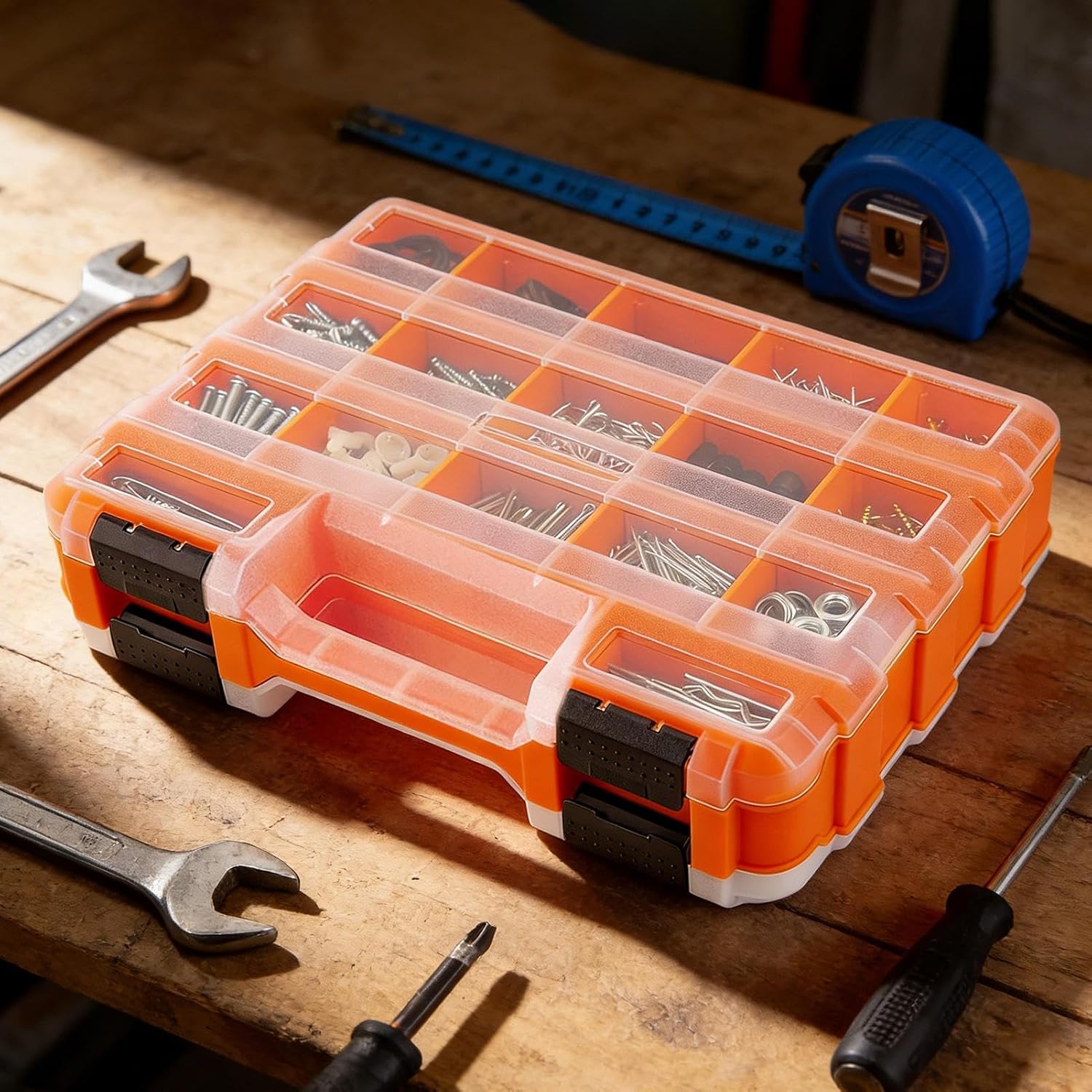 GENERIC Petite Boîte à Outils | Portable Double Face 34 Compartiments, Boîte De Rangement Pour Forets Et écrous Avec Couvercle | Pour Appareils électroniques, Perles, Bijoux, Quincaillerie, Boulons, écrous
