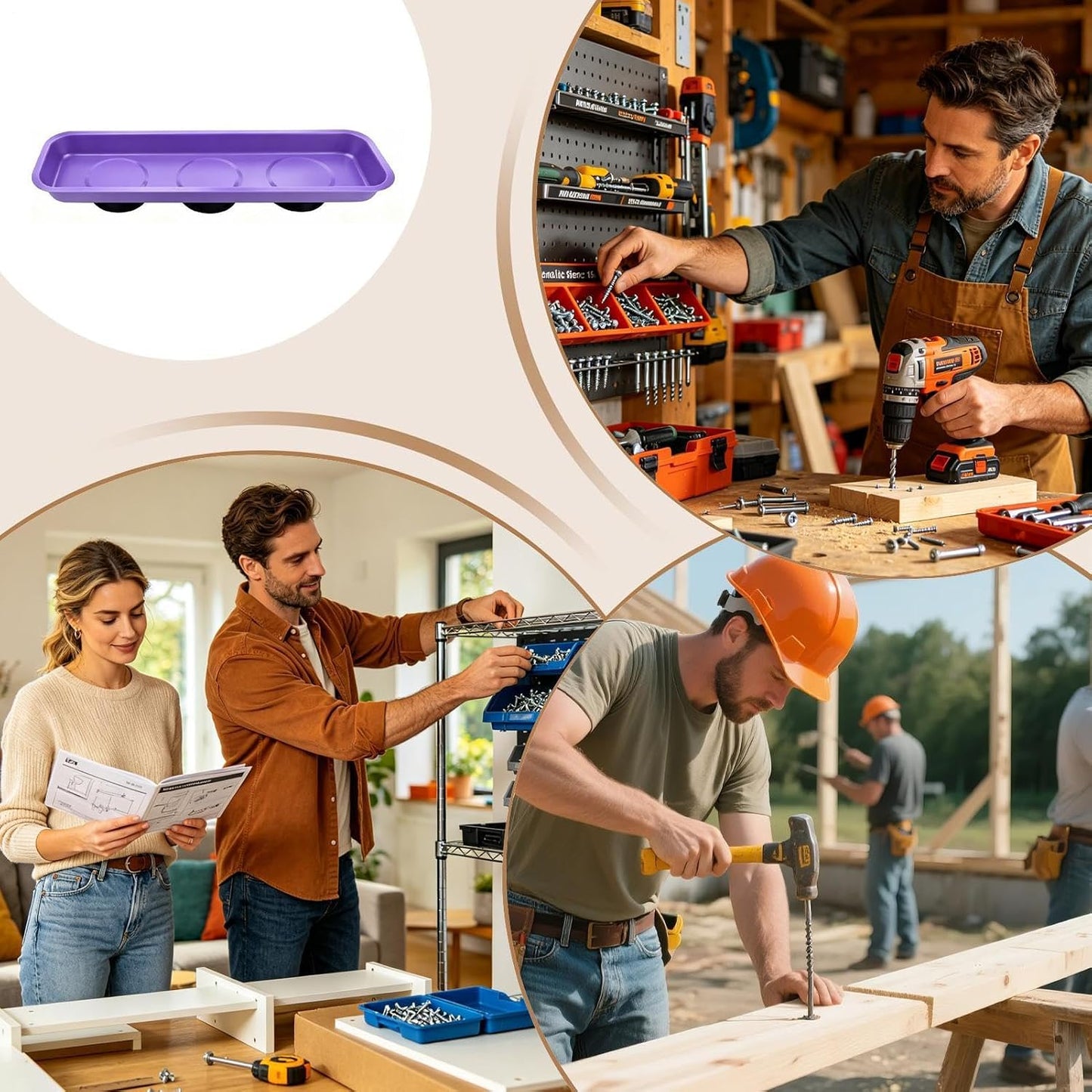  Plateau Magnétique Pour Pièces | Organiseur De Rangement En Acier Inoxydable | Plateau Organisateur D'outils Pour Mécanicien, Atelier, Garage, Réparation De Voiture