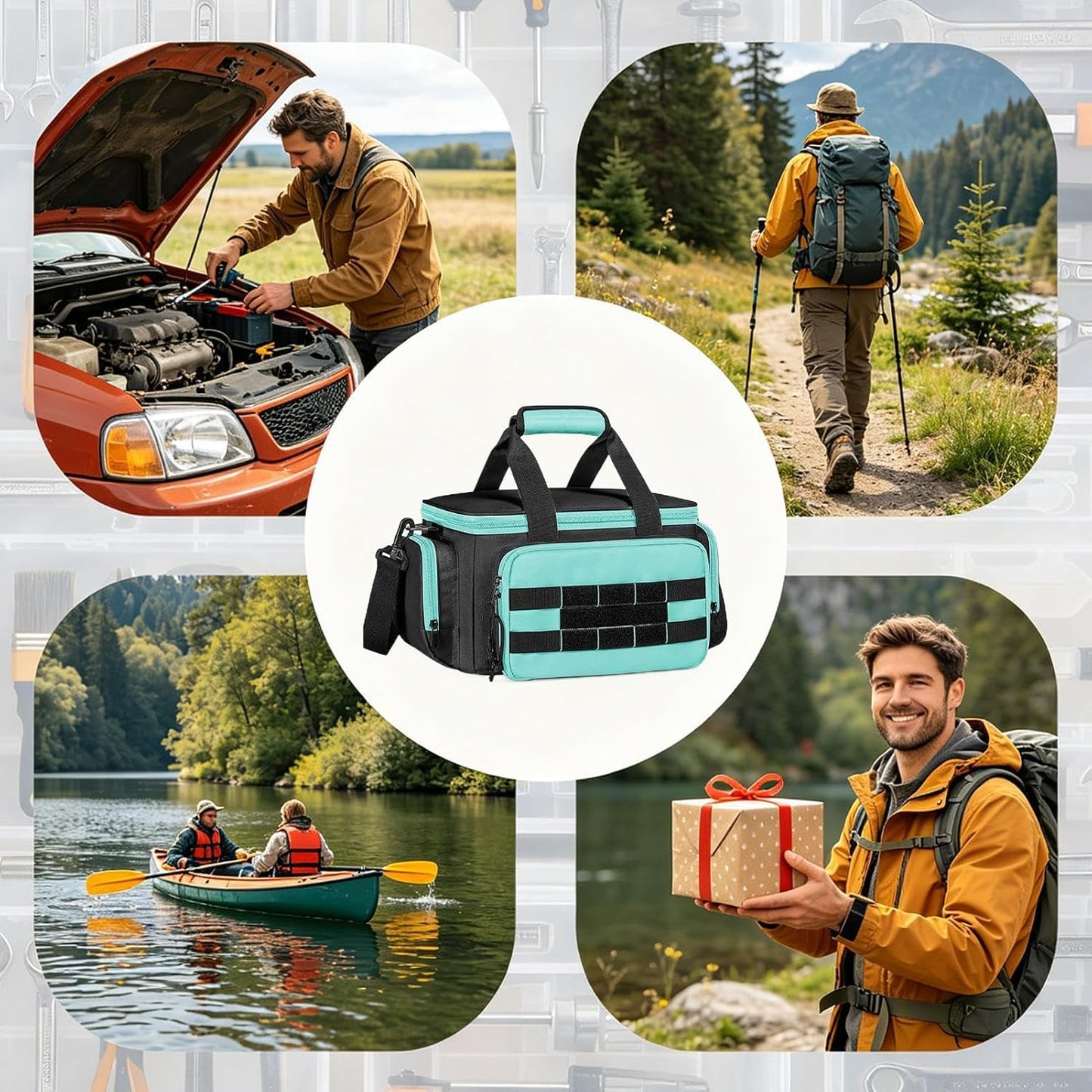 GENERIC Sac Fourre-tout à Outils, En Tissu Oxford, Grand Organiseur, Sac à Outils Avec Poignée, Pour Le Travail De Jardin, électricien, Charpentier, Université, Dortoir, Voyage, Construction, Camping