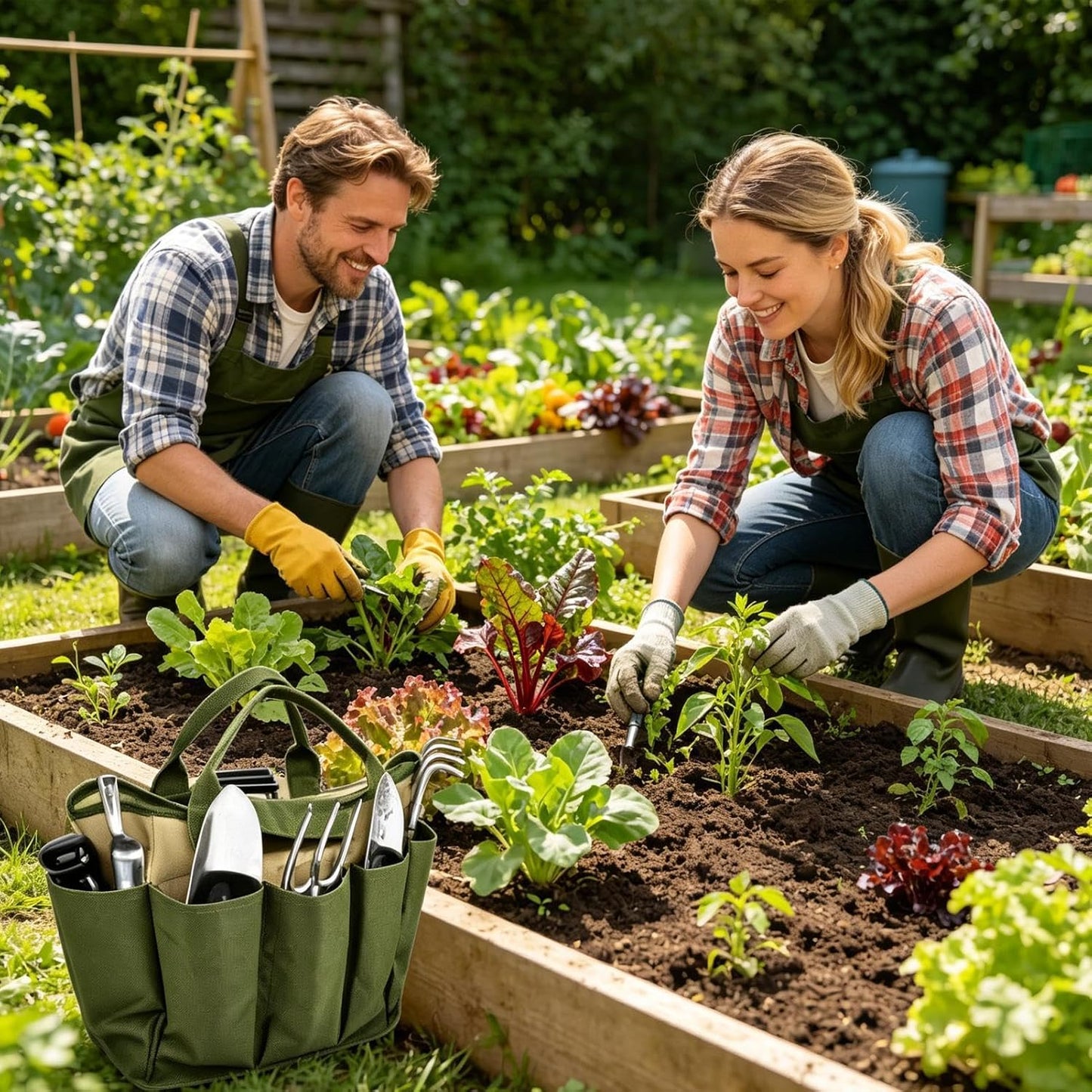 GENERIC Sac à Outils De Jardinage | 8 Poches Latérales étanche – Sac De Rangement Pour Outils | Pour Gants, Ciseaux, Râteaux, Clés, élagage, Transplantation