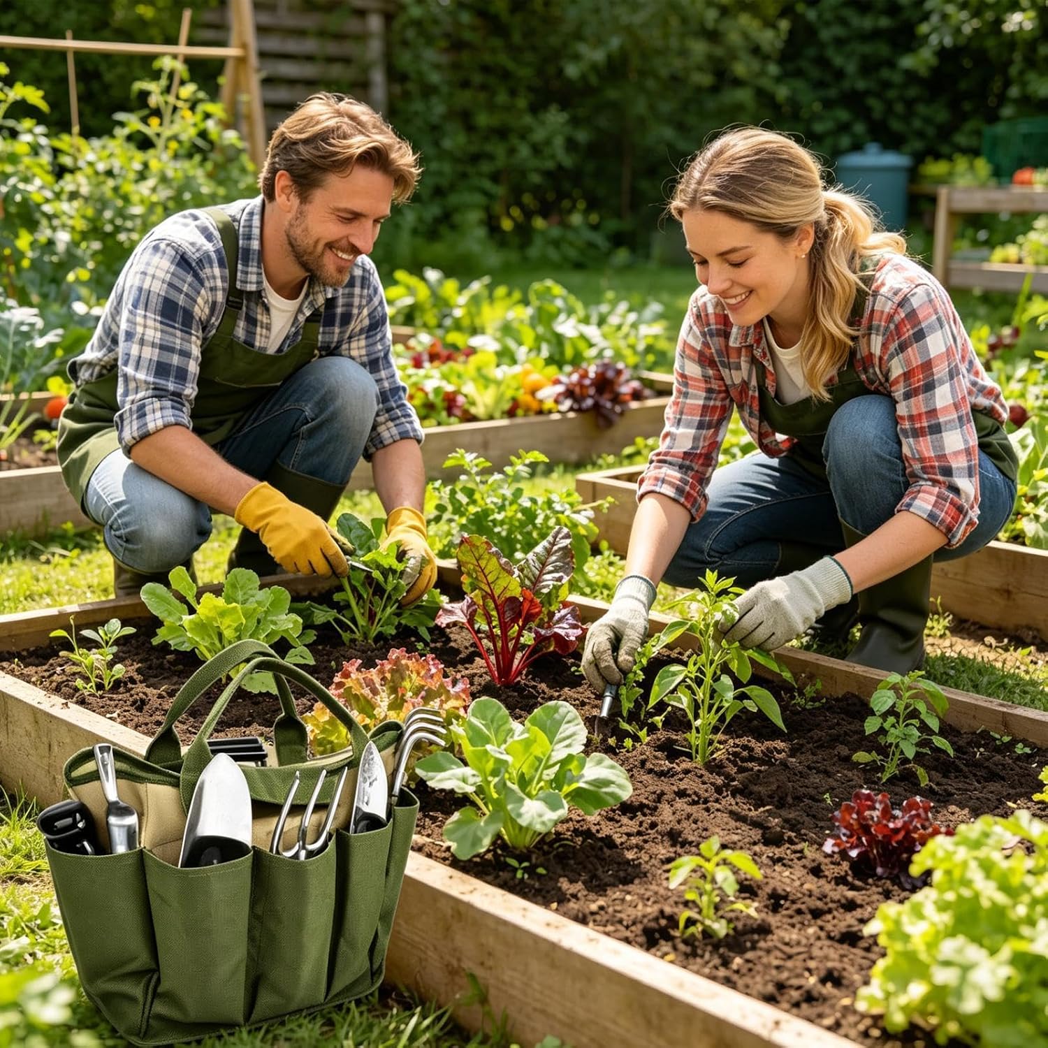 GENERIC Sac à Outils De Jardinage | 8 Poches Latérales étanche – Sac De Rangement Pour Outils | Pour Gants, Ciseaux, Râteaux, Clés, élagage, Transplantation