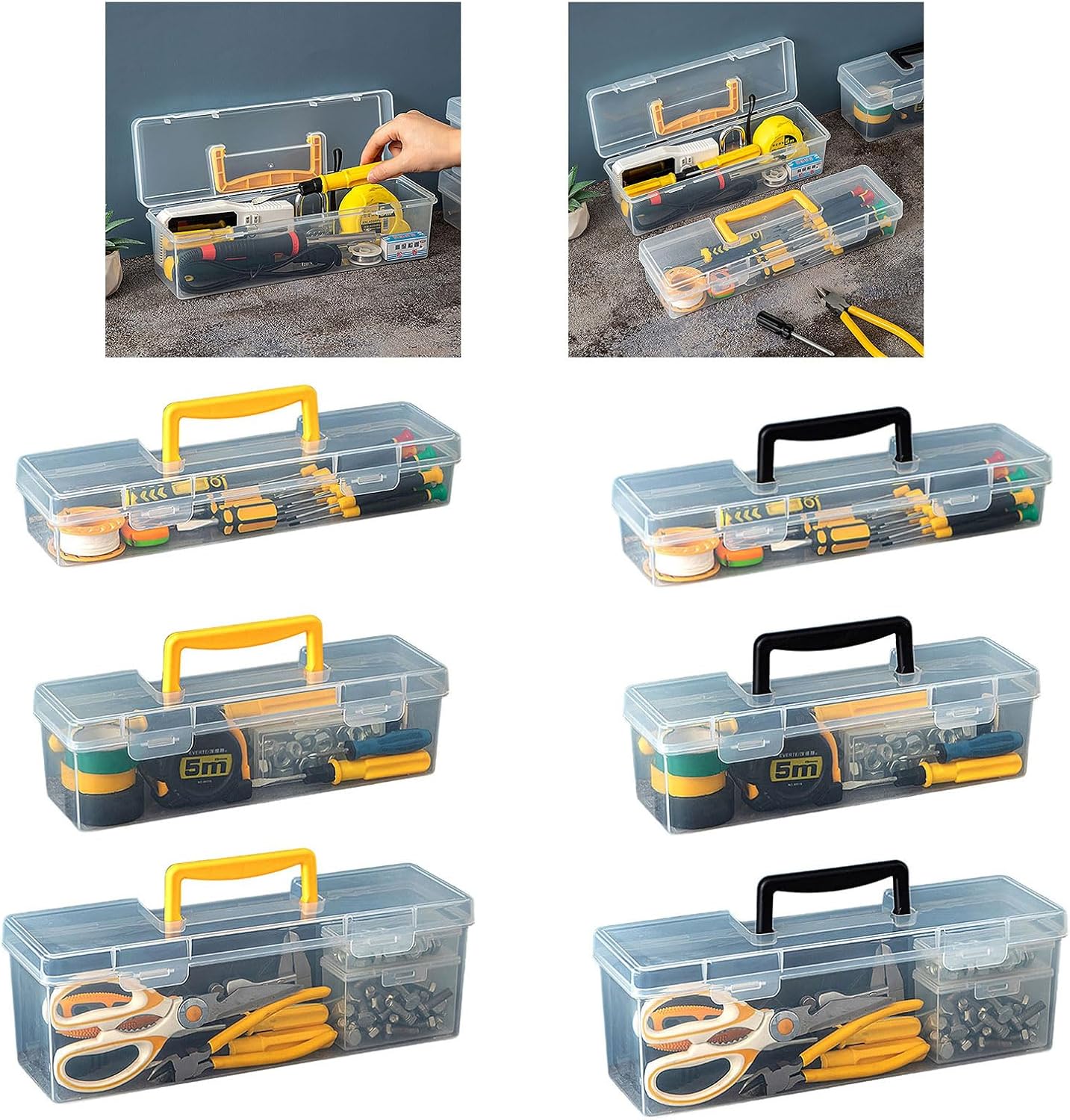  Boîte De Rangement Transparente Polyvalente Pour Outils De Réparation à Domicile, Poignée De Transport Facile Et Boîte à Outils De Construction En Plastique, Boîte De Rangement Pour Outils