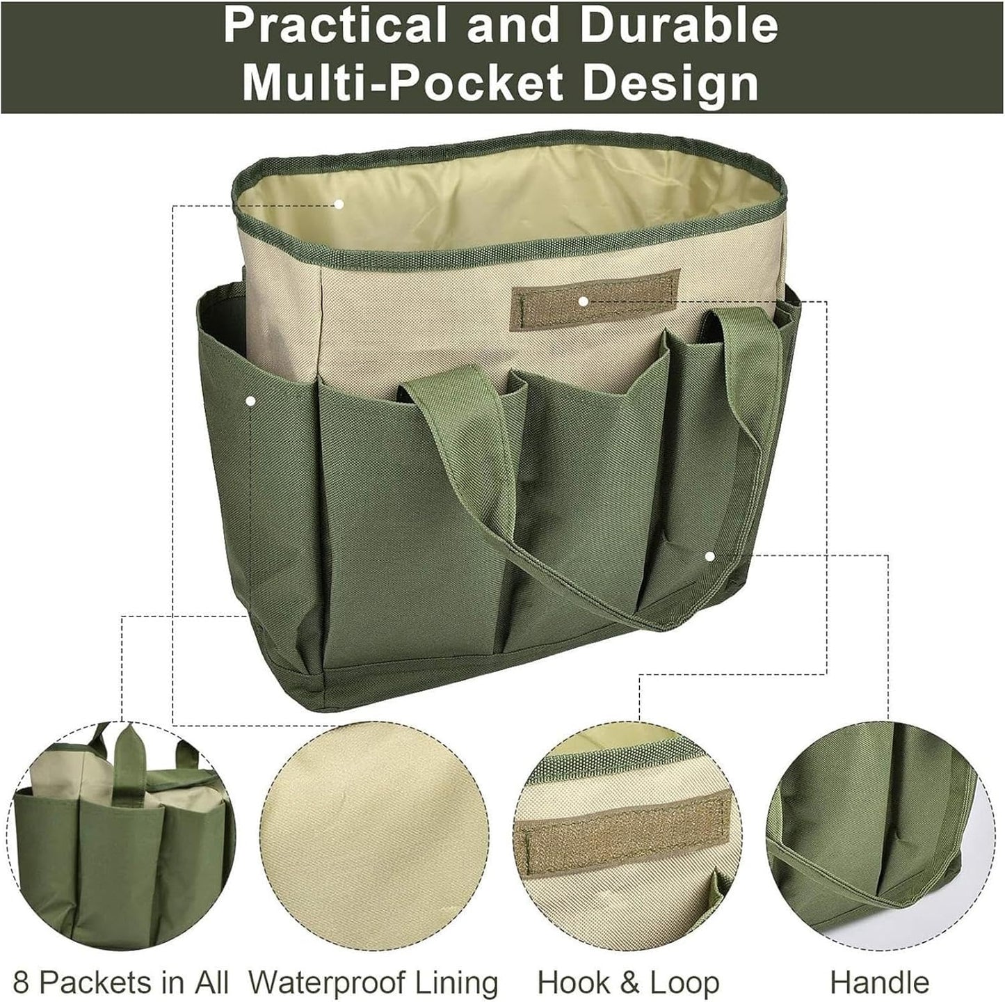 GENERIC Sac De Rangement Robuste, Organiseur D'outils De Jardinage, Utilitaire Avec Doublure Imperméable, Système De Poche, Sac De Transport Portable Avec Design Robuste, Entretien Extérieur Pour Truelles Et