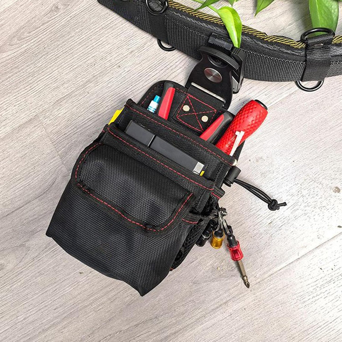  Ceinture à Outils, Sac à Outils De Taille, Sangle Réglable Avec Ajustement Sûr, Confortable, Imperméable, Robuste, Sac Banane Pour Construction, Jardin, Maison, Réparation, 15 X 13 X 22 Cm