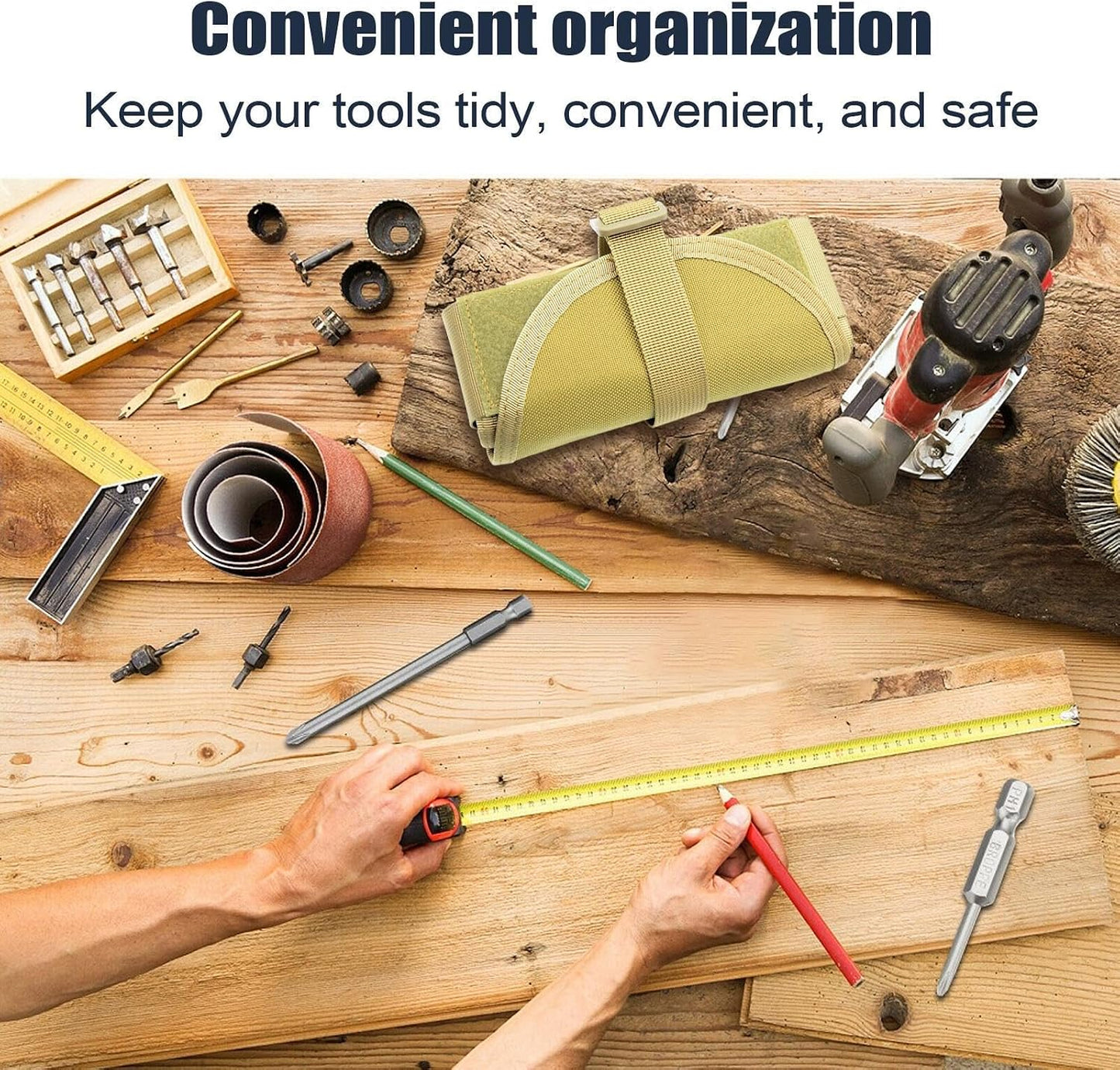 GENERIC Sac à Outils Enroulable – Organisation De Rangement D'outils Roulée Robuste | Pochette De Rangement En Nylon Résistant à L'usure Compacte Pour Bricoleur, Homme Et Papa