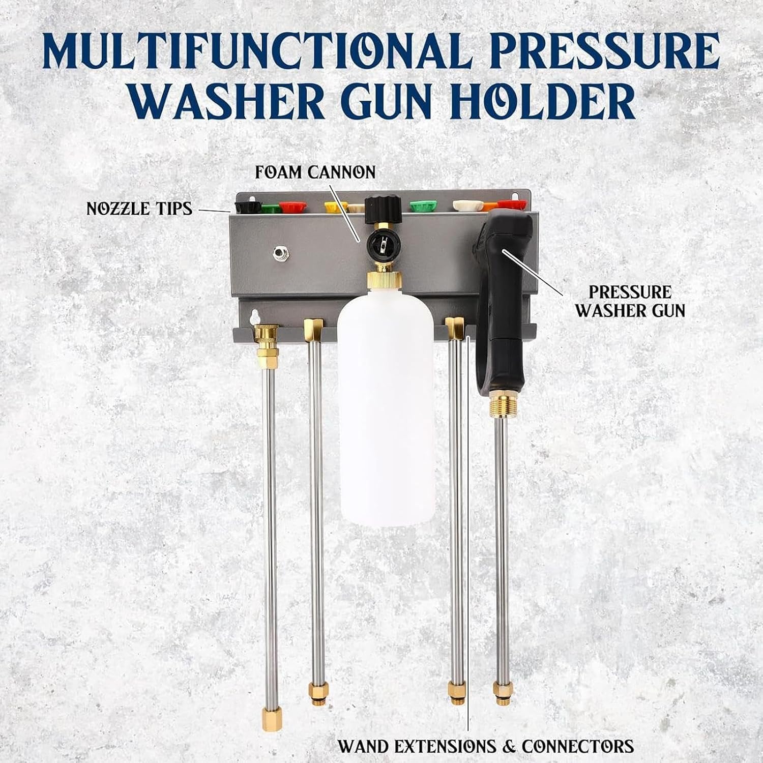 Genérico Support Mural Pour Nettoyeur Haute Pression | Organisateur D'outils De Lavage De Véhicules, Base Pour Tige De Nettoyeur Haute Pression, Pour Garage, Sous-sol, Atelier Domestique, Caravane, Camion