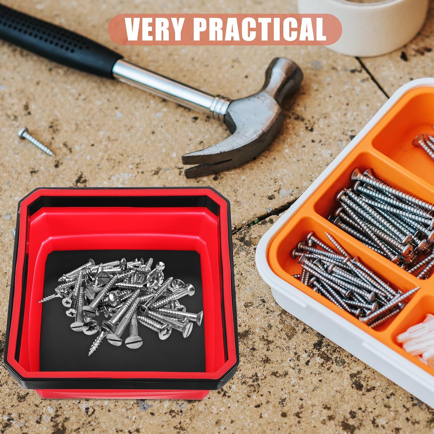  ULTECHNOVO Bol Magnétique Portable Rouge, Plateau De Rangement Pour Petites Pièces Et Outils, Utilisation Polyvalente En Bricolage