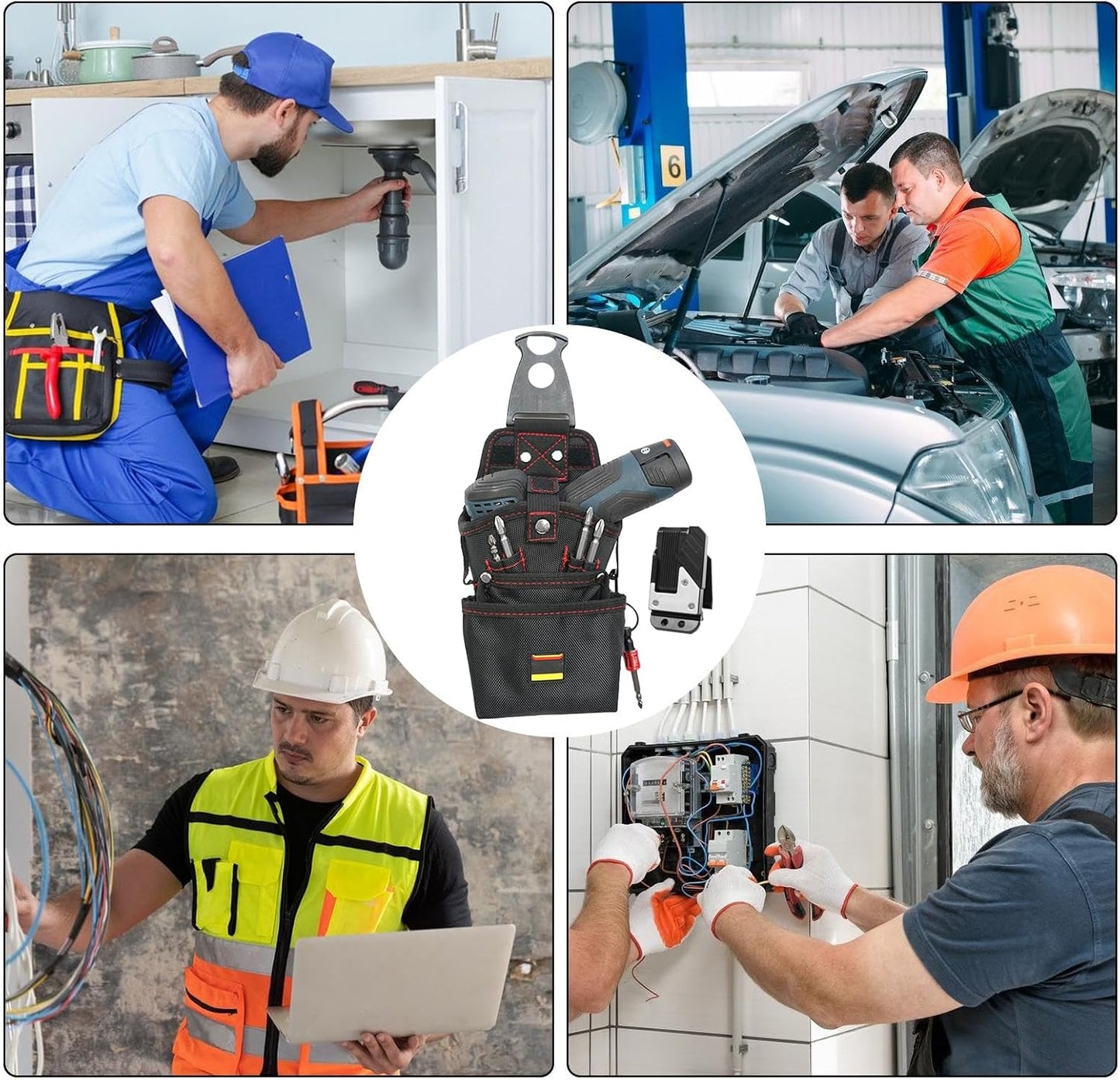  Sac à Outils De Ceinture | Sac Porte-Outils Ceinture Aimanté - Pochette à Vis Réglable Organisateur Pour Électricien, Porte-Perforateur Électrique Imperméable Pour Atelier De Menuiserie Et