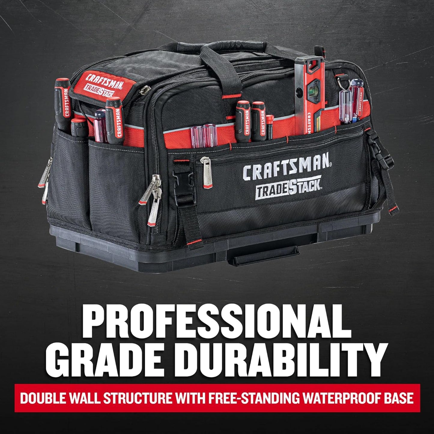  CRAFTSMAN TRADESTACK CMST21450 Sac à Outils En Polyester Durable, Noir Et Rouge, 57,1 Cm