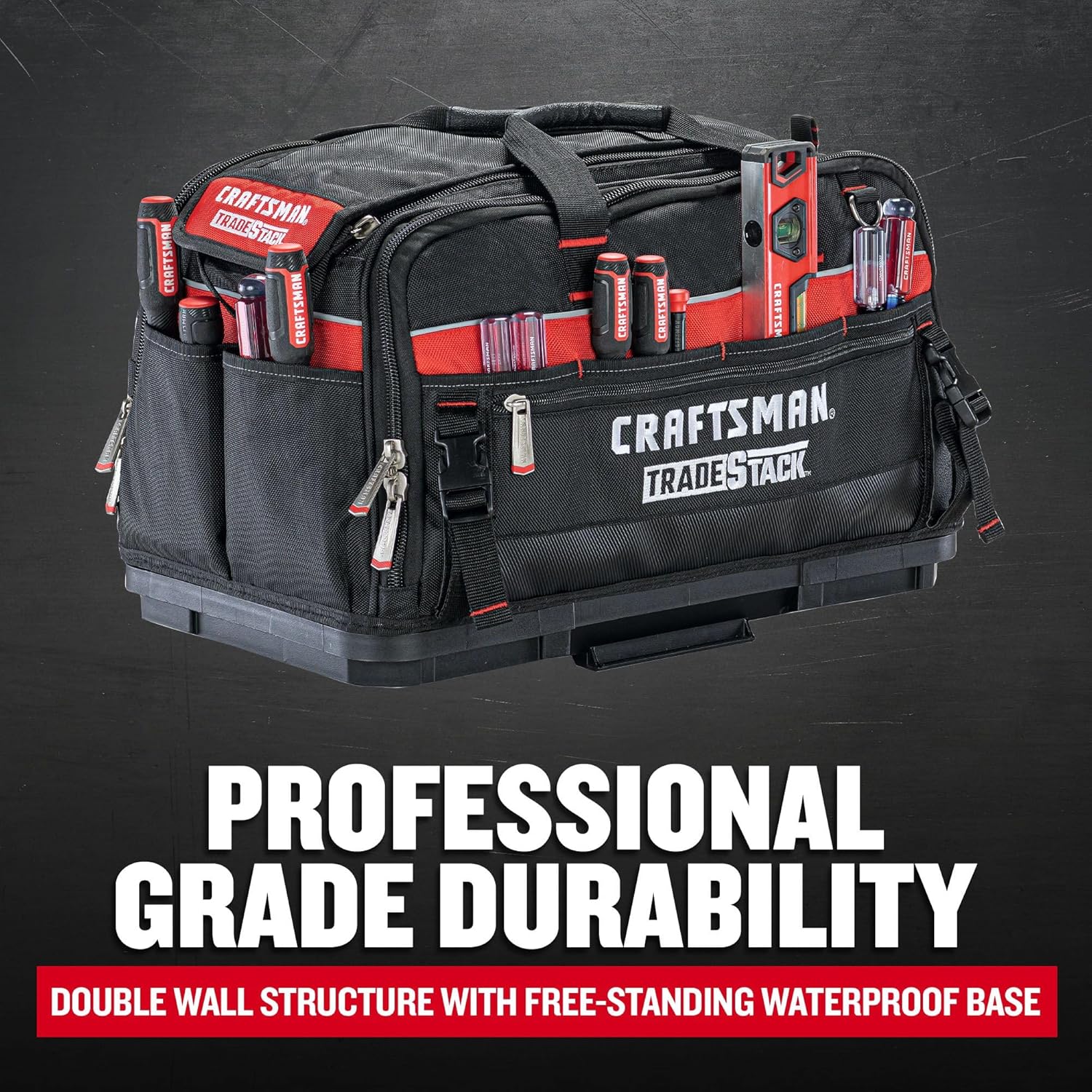  CRAFTSMAN TRADESTACK CMST21450 Sac à Outils En Polyester Durable, Noir Et Rouge, 57,1 Cm